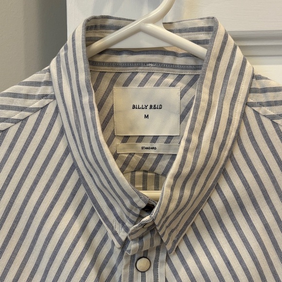 Billy Reid Blue and White Striped Button Down Shirt - Picture 2 of 3